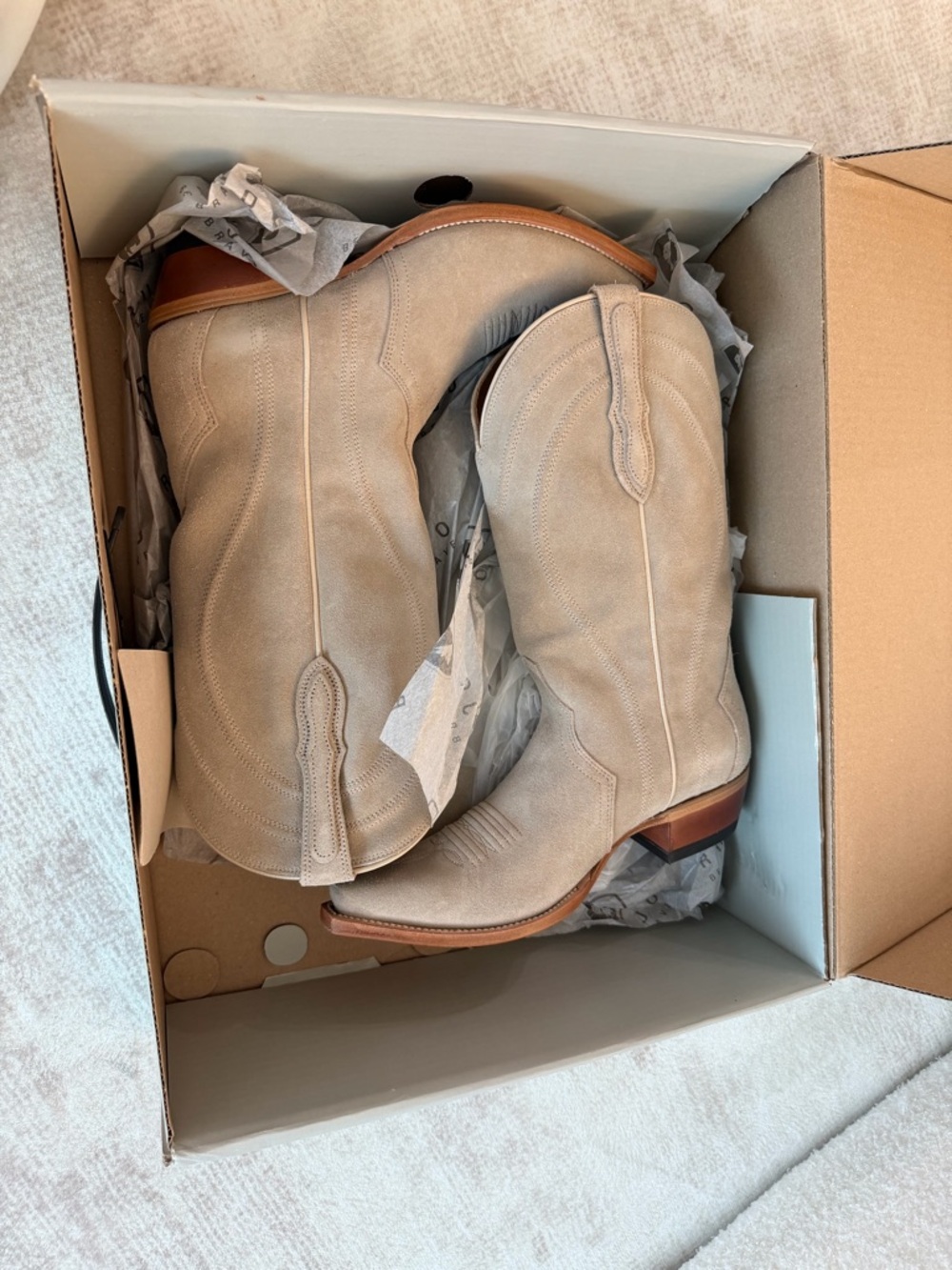 Women's Suede Tan Heeled Western Boots